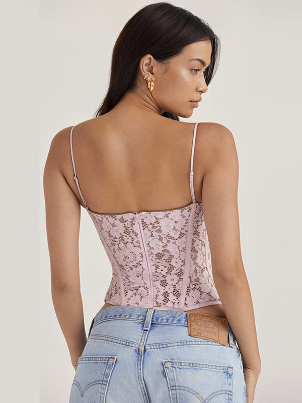 Lace Fishbone Corset Camisole Top