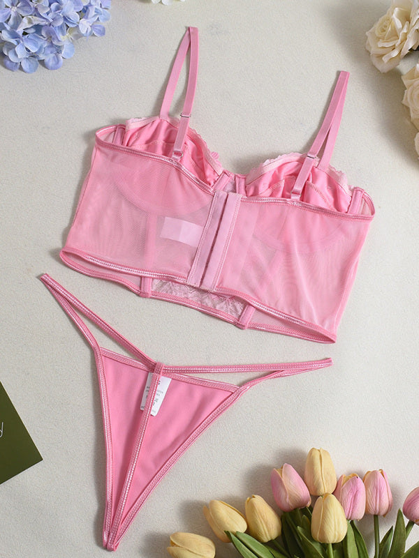 Bloom & Bow – Sexy Floral Embroidered Lingerie Set