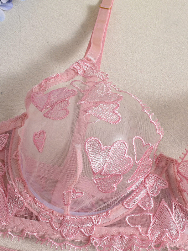 Sweetheart Seduction – Embroidered Four-Piece Lingerie Set
