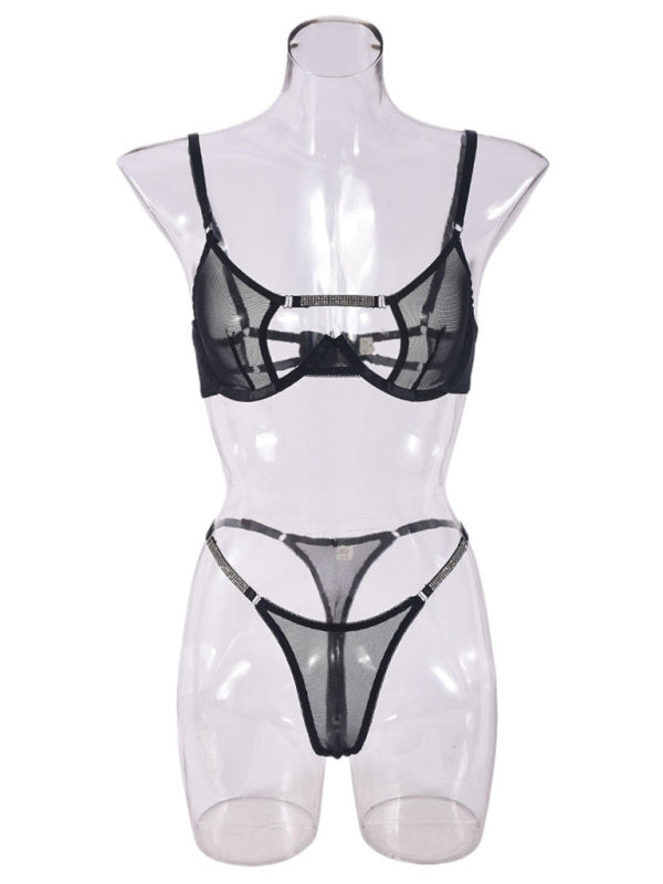 Handcrafted Glamour – Sexy Mesh Lingerie with Diamond Highlights