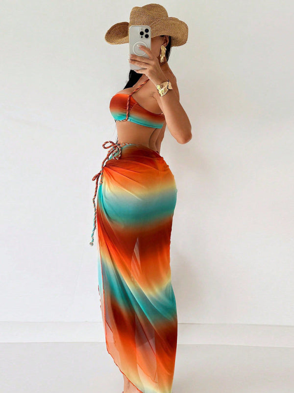 Boho Chic – Tie-Dye Braided Floor-Length Bikini
