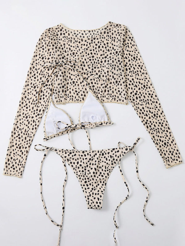 Polka Dot Three-Piece Bikini Set