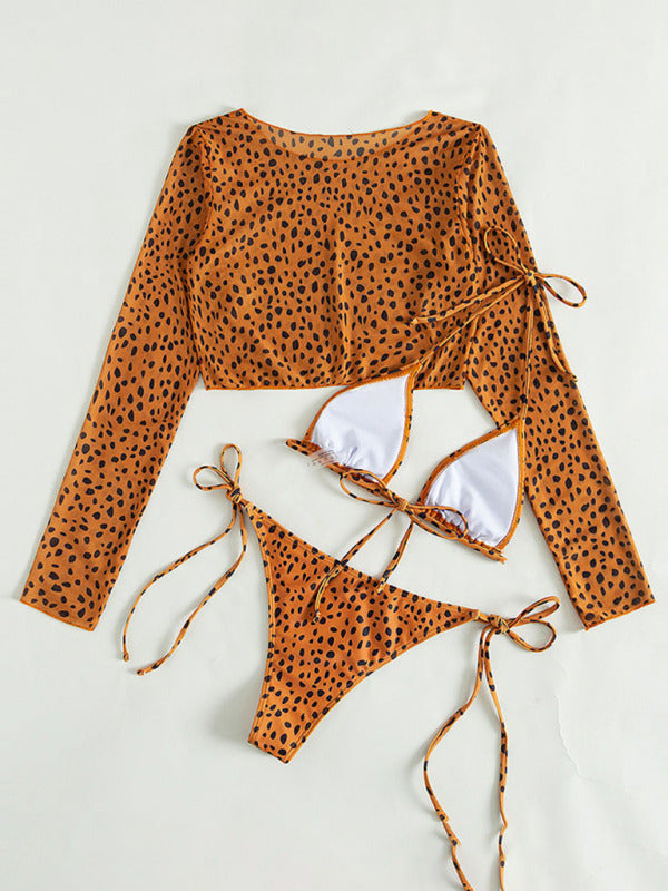 Polka Dot Three-Piece Bikini Set