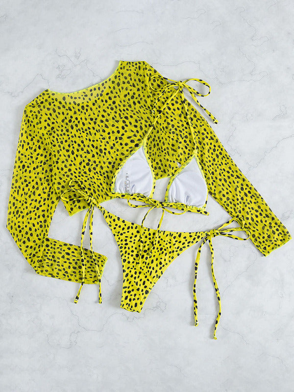 Polka Dot Three-Piece Bikini Set