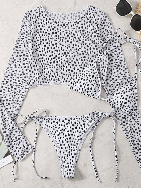 Polka Dot Three-Piece Bikini Set