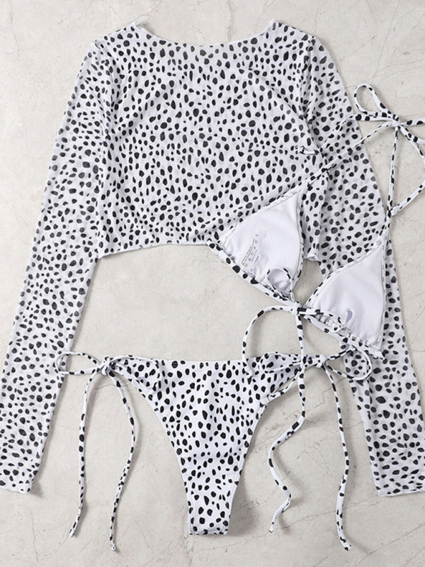 Polka Dot Three-Piece Bikini Set