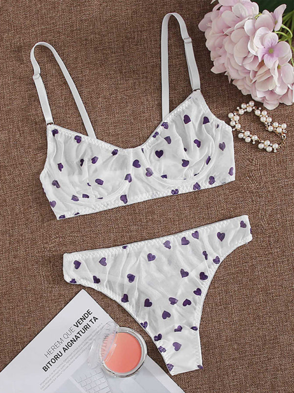 Love-Themed Mesh Lingerie Set – Sexy Women’s Underwear