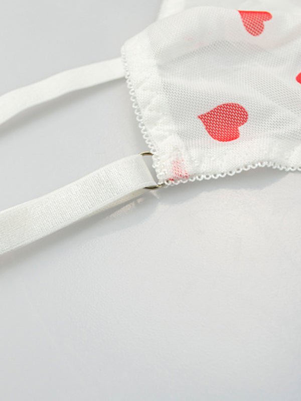 Love-Themed Mesh Lingerie Set – Sexy Women’s Underwear