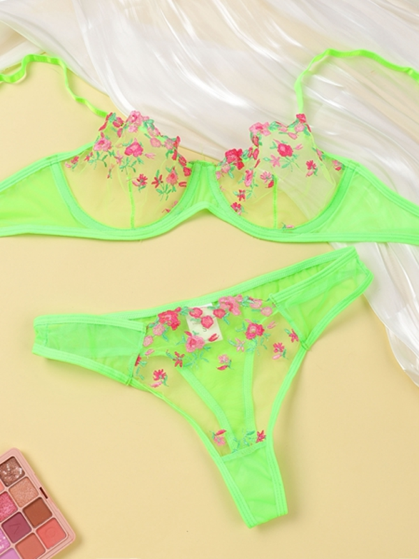 Elegant Sheer Floral Lace Lingerie Set for Women