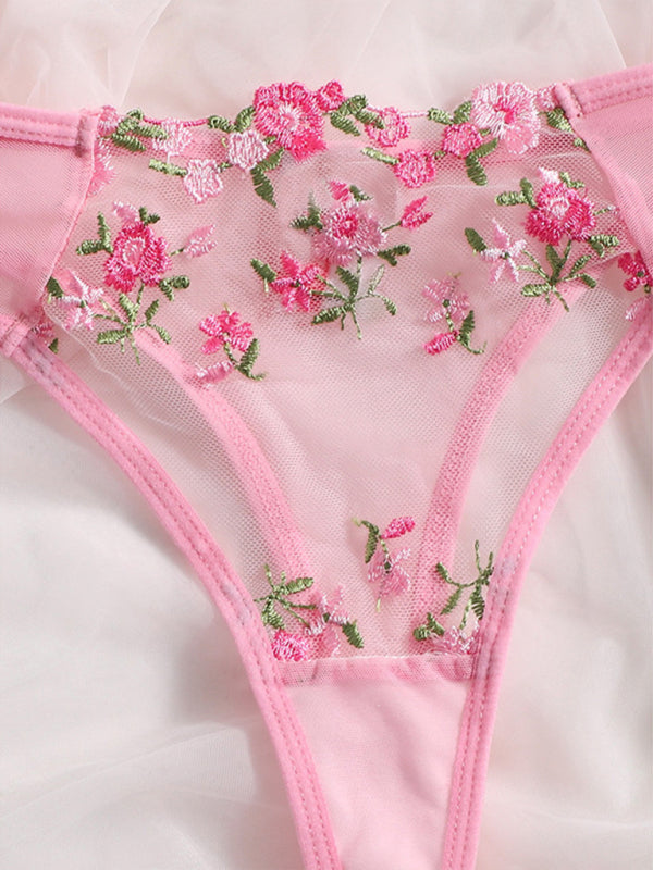 Elegant Sheer Floral Lace Lingerie Set for Women
